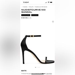 Stuart Weitzman Nudistcurve 100 heeled Sandals. W8.5. Worn twice!